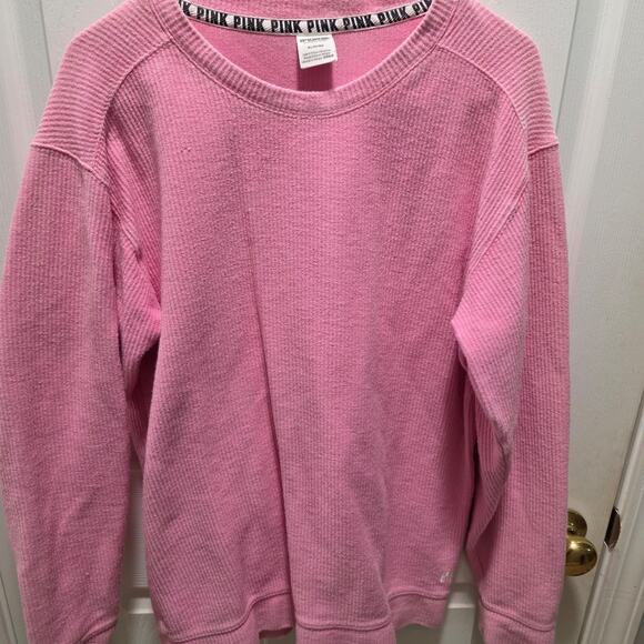 Victoria's Secret PINK Waffle Knit Thermal Sweatshirt M - Picture 1 of 5
